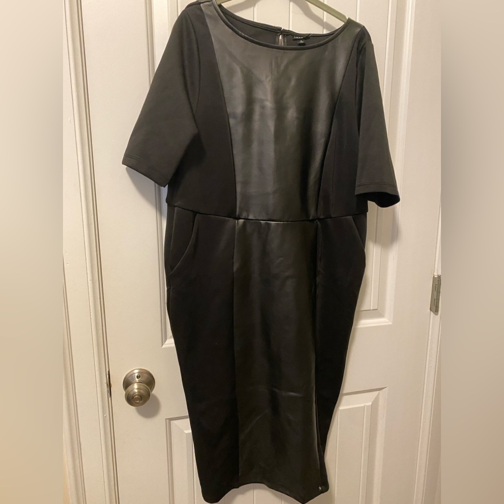 NWT Torrid Faux Leather and Ponte Midi Length Dress